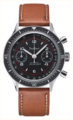 Hanhart 415 ES Pure (39mm) Black Dial / Light Brown Leather Strap - M H703.215-8210
