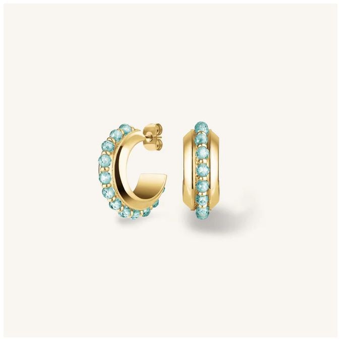 Rosefield Jewellery JEBBG-J818 Blue Beads Gold Hoop Earrings