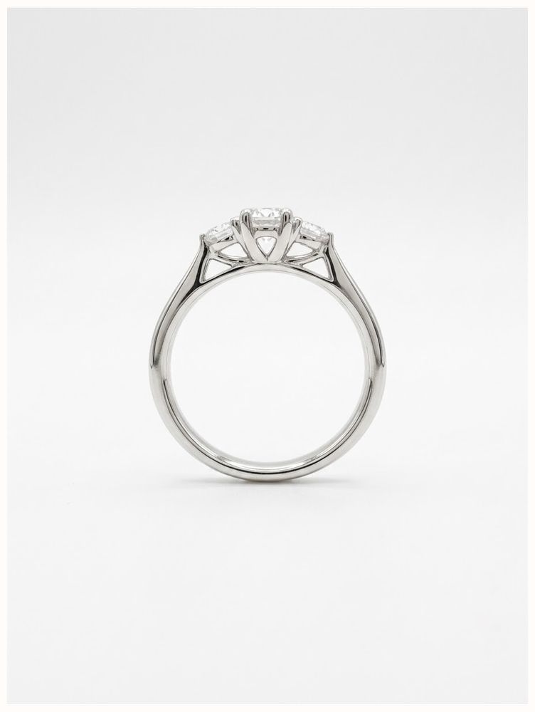 0.52ct Round Brilliant Natural Diamond Platinum Trilogy Ring J38724 - alternate view 3