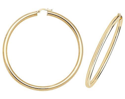 Treasure House ER1004-60 9k Yellow Gold Hoop Earrings 60 mm Jewellery