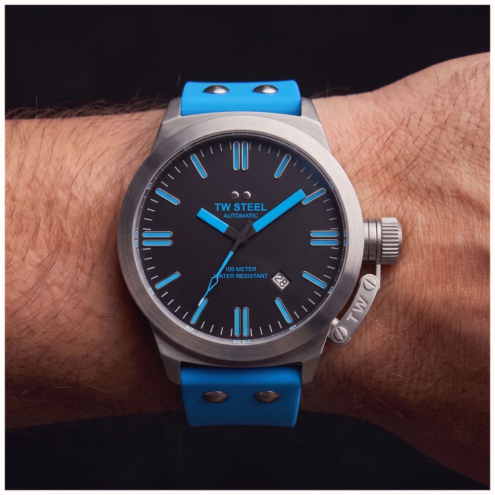 TW Steel Canteen Automatic (45mm) Black Dial / Blue Silicone Strap Watch CS130 - alternate view 4