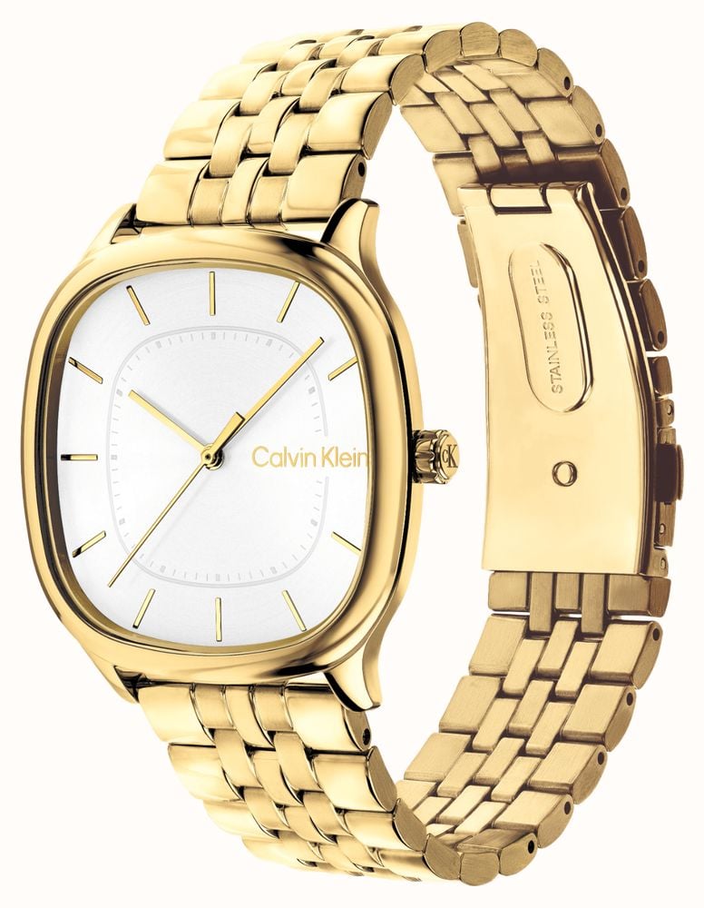 Calvin Klein CK Shape Quartz (37mm) Silver Sunray Dial / Gold PVD Stainless Steel Bracelet 25200582 - alternate view 2