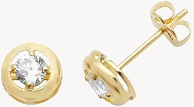 Treasure House 9k Yellow Gold Cubic Zirconia Stud Earrings ES472