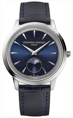 Frederique Constant Classics Moneta Moonphase (37mm) Blue Sunray Dial / Navy Blue Leather Strap FC-206N3S6