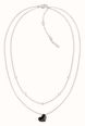 Calvin Klein Ladies Faceted Black Heart Stainless Steel Double Necklace 35000999