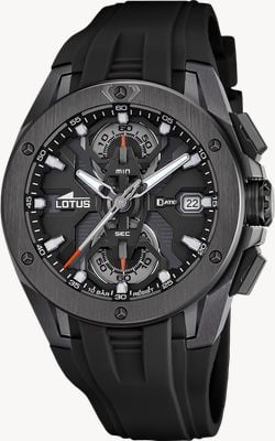 Lotus Vortex Quartz Chronograph (44mm) Black & Grey Dial / Black Rubber Strap L18943/6