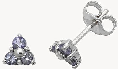 Treasure House 9k White Gold 3 Stone Tanzanite Stud Earrings ED240WT