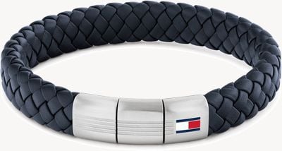 Tommy Hilfiger Men's Round Braided Blue Leather Bracelet 2790660