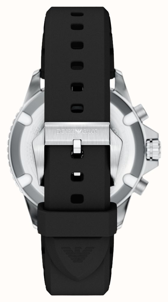 Emporio Armani Solar Chronograph (44mm) Black Dial / Black Silicone Strap AR11830 - alternate view 3