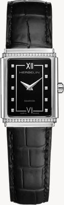 Herbelin Art Déco 1925’s Diamond (22mm) Black Dial / Black Leather Strap 17577AP40Y84