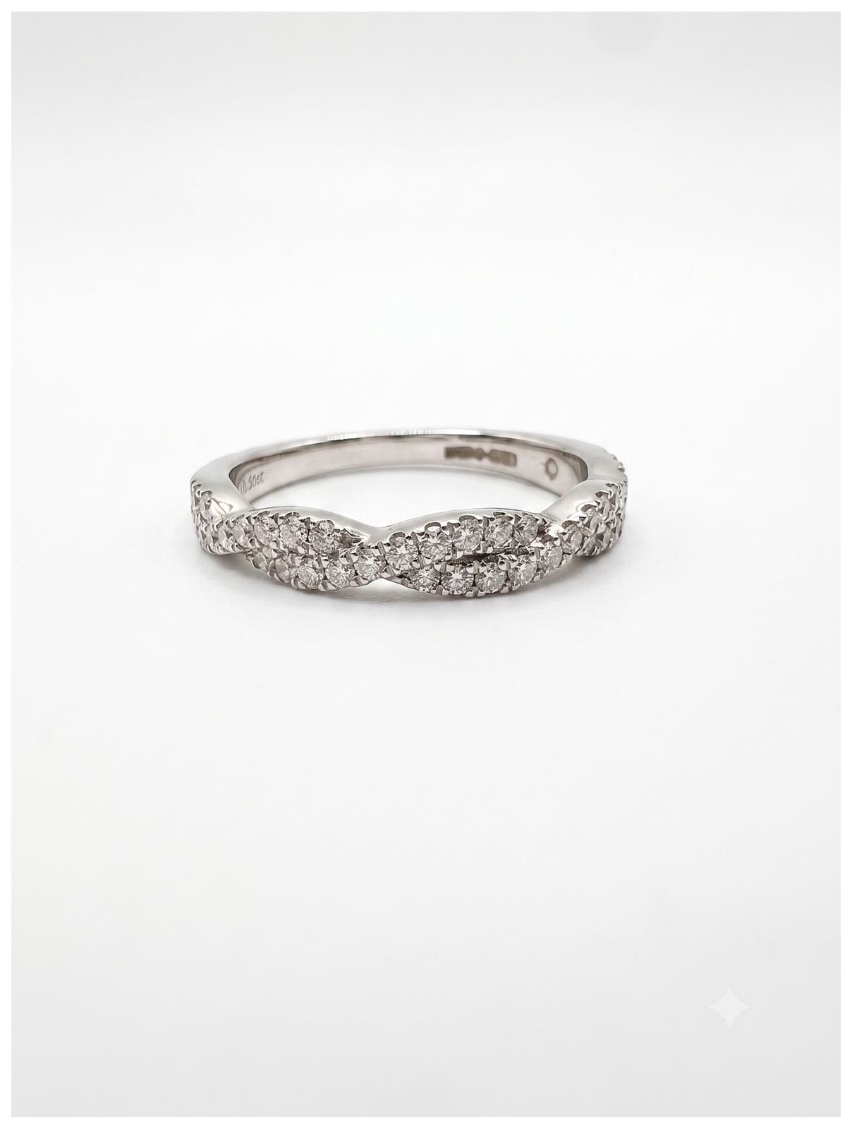 GEMEX J79531 Platinum 2 Row Diamond Set Twist Band Jewellery