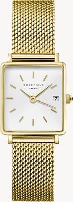 Rosefield Boxy XS (22mm) White Dial / Gold-Plated Stainless Steel Mesh Bracelet QMWMG-Q039