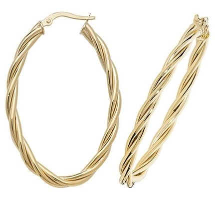 Treasure House ER1006-V5 9k Yellow Gold Oval Hoop Twist Jewellery