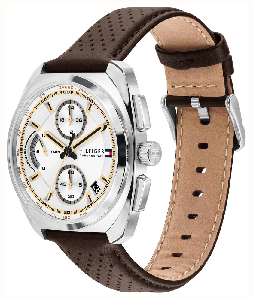 Tommy Hilfiger Cole Brown Leather White Sunray Dial Watch 1792270 - alternate view 2