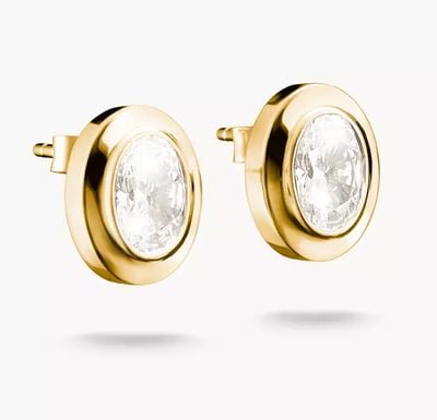 Thomas Sabo 18k Gold Plated Oval Stud Earrings With Zirconia Stones H2342-414-14