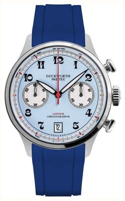 Duckworth Prestex Lostock Quartz Chronograph (40mm) Bolton Blue Dial / Blue Rubber Strap D547-03 DR