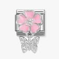 Nomination Classic Butterfly Pink Peach Blossom Sterling Silver Charm 331814/02
