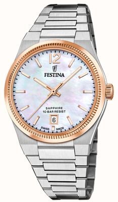 Festina Swiss Made Rivé Quartz (35mm) Mother of Pearl Dial / Stainless Steel Bracelet F20066/1