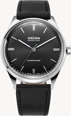 Vulcain Grand Prix Automatic (39mm) Black Sunray Dial / Black Calf Leather Strap Watch 670171A00.BAC201