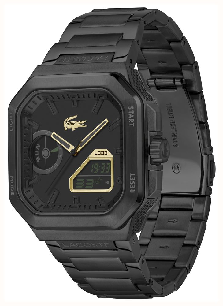 Lacoste Black Stainless Steel Bracelet Black Gold Dail LC33 Square Watch 2011532 - alternate view 2