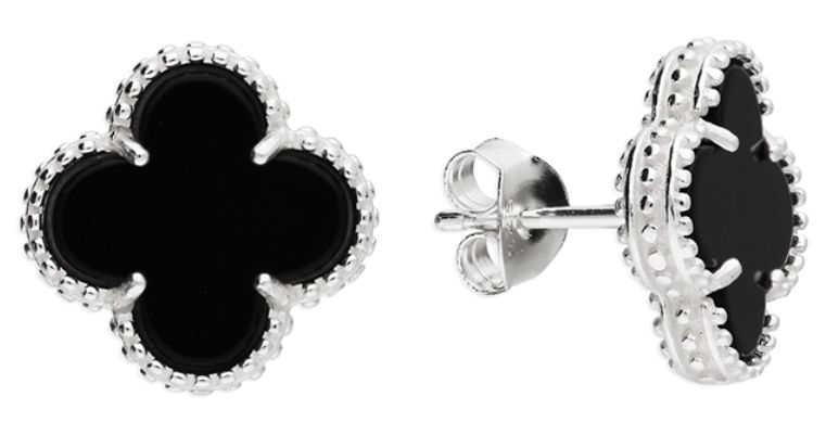 James Moore CME H6403/O Quatrefoil Yynthetic Onyx Clover Jewellery
