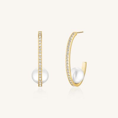 Rosefield Jewellery Modern Pearl Statement Earring Gold JEPSG-J1290
