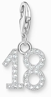 Thomas Sabo Number '18' Zirconia Sterling Silver Charm Pendant 2134-051-21