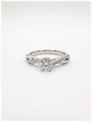 9ct White Gold Twist Diamond Set Shoulders .30ct E Si2 Rbc J11713