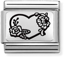 Nomination Classic PLATES Steel And Silver 925 Heart Flowers Charm 330111/28