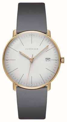 Junghans max bill Quartz (38mm) Soft Grey Dial / Grey Leather Strap 41/7857.02