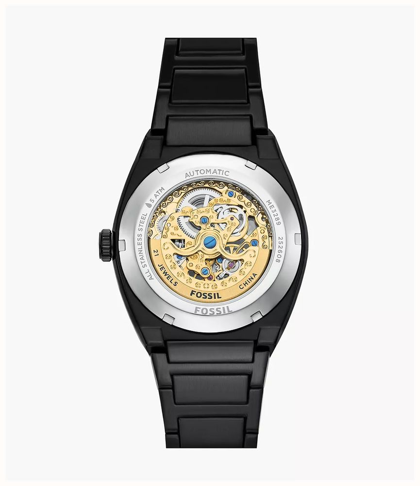 Fossil Everett 42 mm Automatic Black Stainless Steel ME3289 - alternate view 3