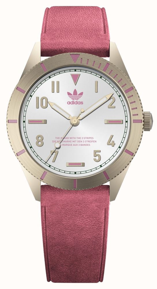 Adidas EDITION THREE Silver Dial Pink Leather Strap AOFH22509 First Class Watches