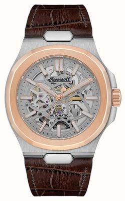 Ingersoll THE CATALINA Automatic (42mm) White Skeleton Dial / Brown Leather Strap I12503