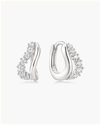 Ania Haie Silver Duet Wave Huggie Hoop Earrings E079-10H
