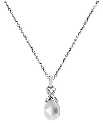Treasure House G3346 Silver Rodium Cz  and synthetic pearl Jewellery