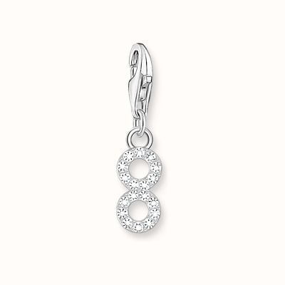 James Moore TH Silver Charm Pendant Number 8 with Cubic Zirconia 2132-051-21