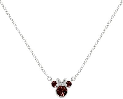 Disney Mickey & Minnie Sterling Silver 16" Mouse January Garnet Zirconia Necklace N905424SJANL-16.PH