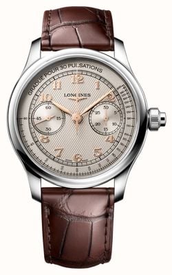 LONGINES Master Collection Chrono Monopusher (41mm) Ivory "barleycorn" Dial / Brown Leather Strap L29604782 LONGINES Master Collection Chrono Monopusher (41mm) Ivory "barleycorn" Dial / Brown Leather Strap L29604782