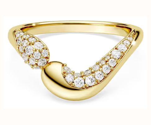 Swarovski Classica open ring, Round cut, White, Sterling silver, 18K gold finish 5746567