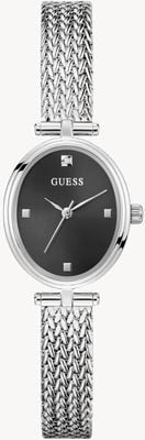 Guess RUBY Crystal (24mm) Black Sunray Dial / Stainless Steel Mesh Bracelet GW0935L1