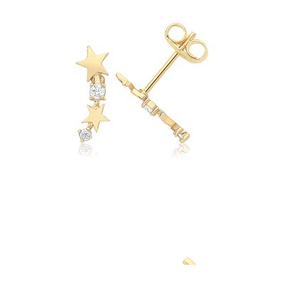 James Moore TH ES739 9ct Yellow Gold Graduated Star Cz Stud Jewellery