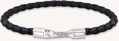 Thomas Sabo Silver Bracelet With Braided, Black Leather A2147-682-11-L19