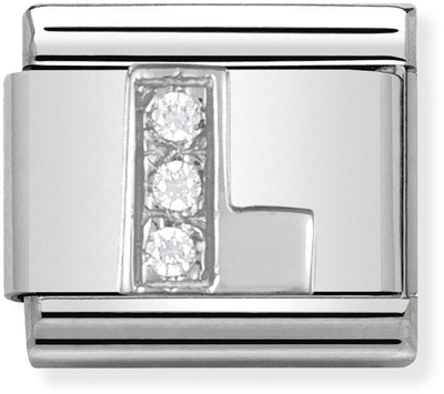 Nomination Classic Letter L Sterling Silver & Steel Cubic Zirconia Charm 330301/12