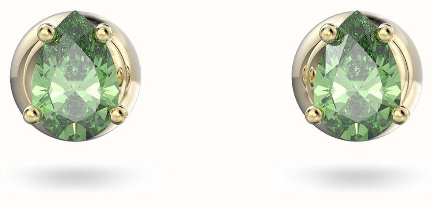 Swarovski Stilla Stud Earrings | Green Pear Cut Crystals | Gold-Tone Plated 5639120