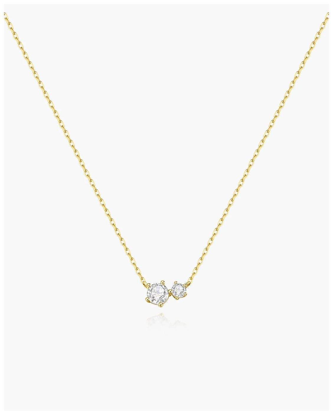 Ania Haie N079-01G Gold Prong Set Duo CZ Necklace Jewellery
