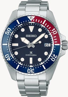 Seiko Prospex Solar Diver’s In Blue-Red-Blue (41mm) Blue Dial / Stainless Steel Bracelet SNE595P1