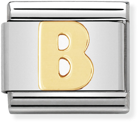 Nomination Classic Letter B 18ct Gold & Steel Charm 030101/02