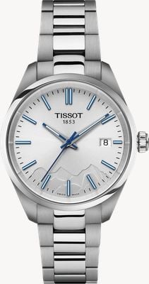 Tissot PR 100 Quartz Jungfraubahn Special Edition (34mm) Silver Dial / Stainless Steel Bracelet Watch T1502101103101