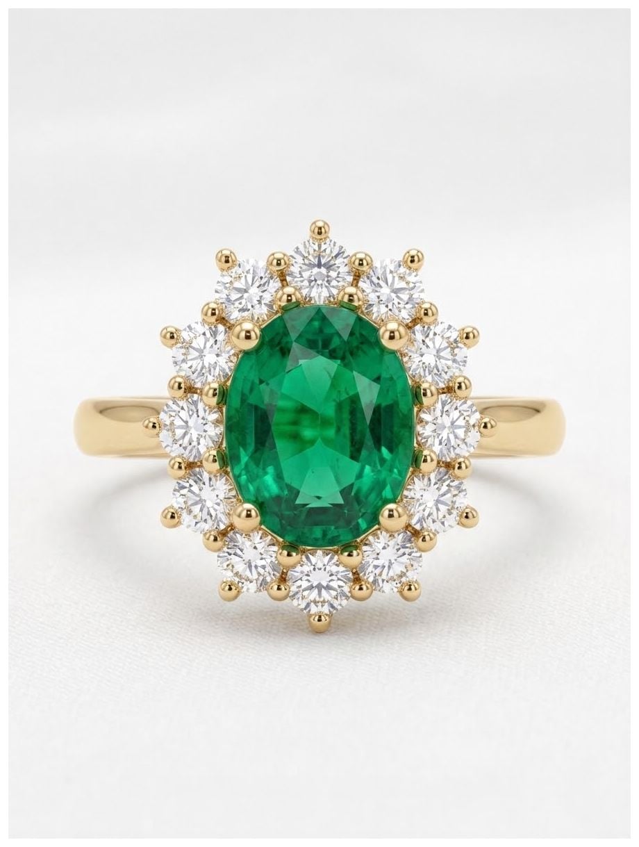 Bass Jewellery J89013 18ct Yellow Gold Emerald And Diamond