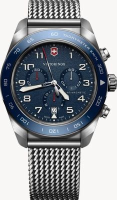 Victorinox Swiss Army Quartz Chronograph (42mm) Blue Dial / Stainless Steel Mesh Bracelet 242049
